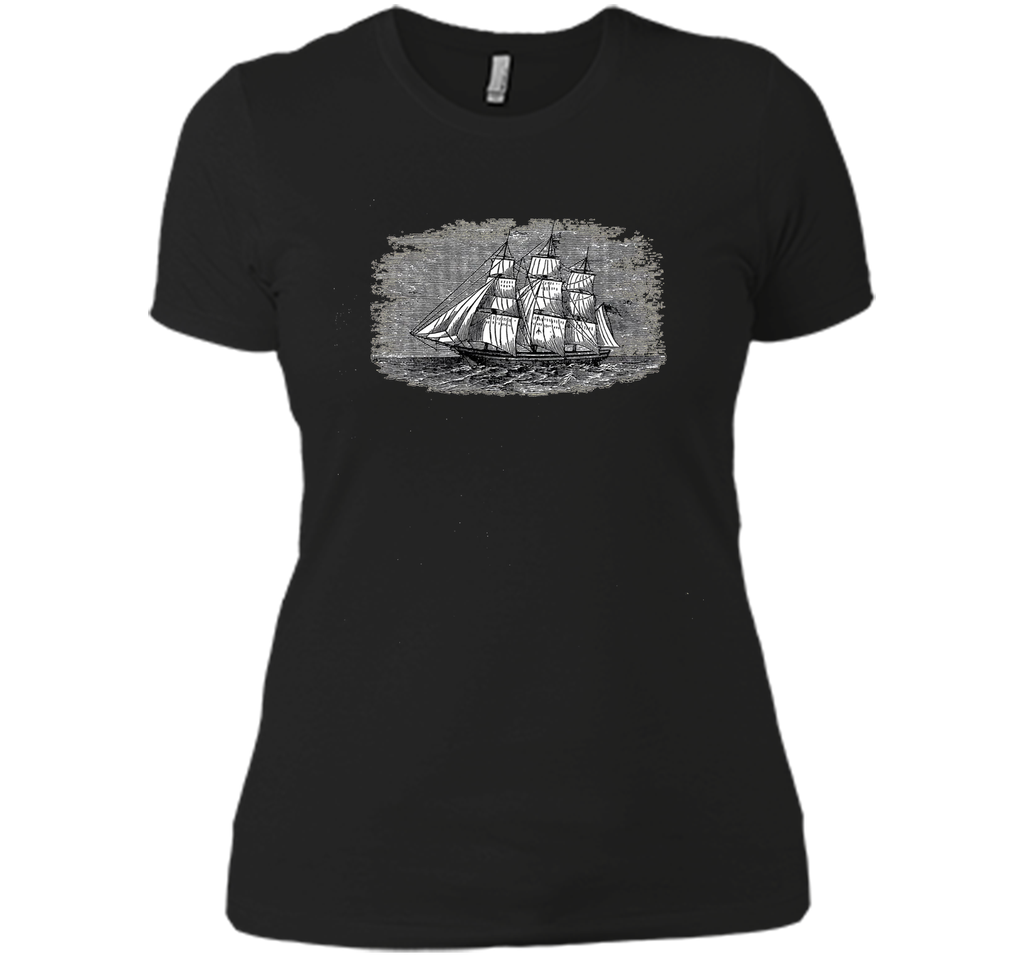Antique vintage sailing ship Navy frigate pirate clipper tee