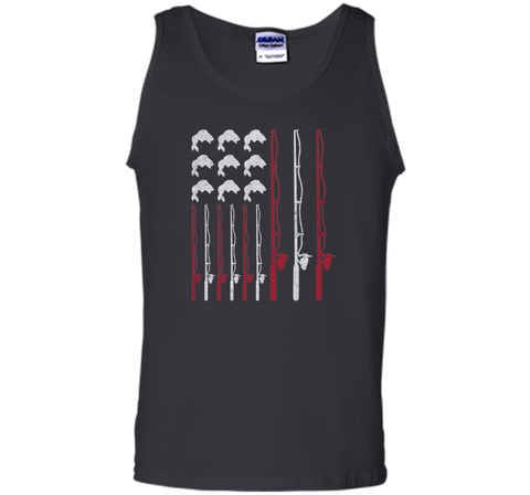 USA Fishing Rod & Bass American Flag Fishing T Shirt