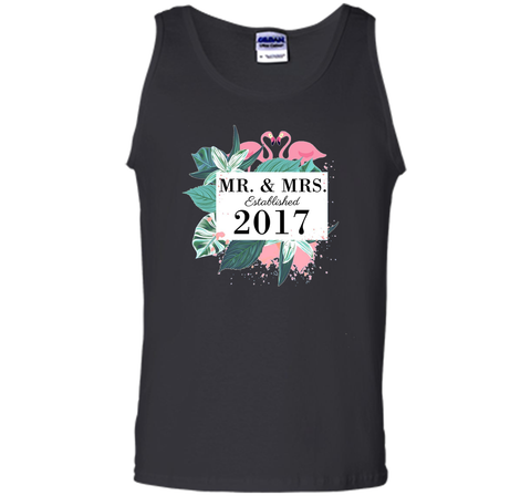 Mr.& Mrs. est.2017 Anniversary T-Shirt for Flamingo lovers
