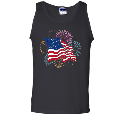 American Flag Patriotic T-Shirt Fireworks
