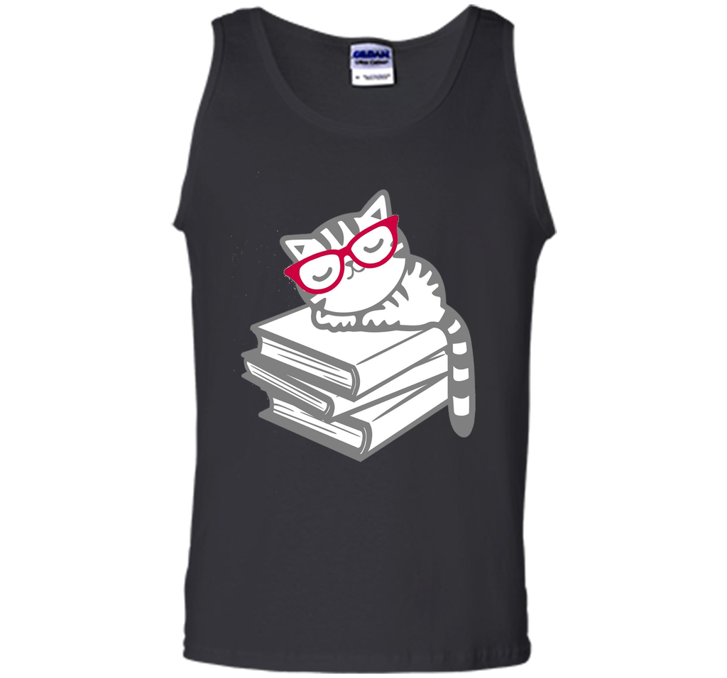 Cat Book Nerd Reader with Glasses Cute Geek Funny T-Shirt
