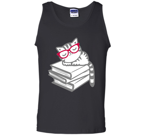 Cat Book Nerd Reader with Glasses Cute Geek Funny T-Shirt