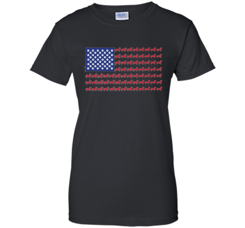 Dachshund T-Shirt - Cute American Flag 4th of July