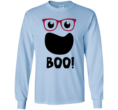 Halloween Ghost with Hipster Glasses LS Ultra Cotton Tshirt