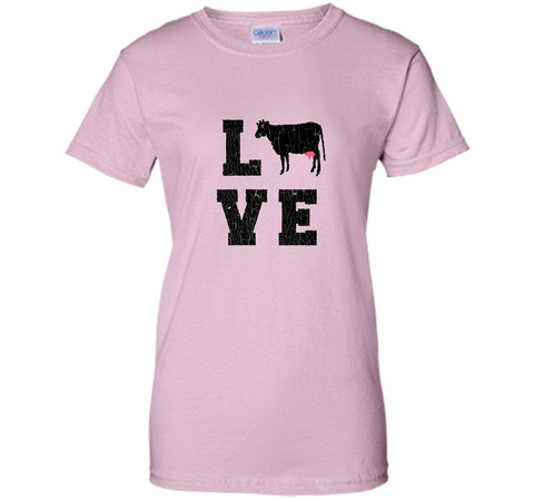 I Love Heart Cow Funny T-shirt vintage cattle Farmer Tee