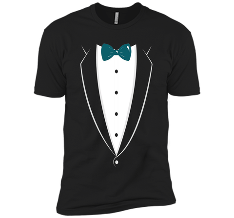 Black And White Tuxedo With Teal Bow tie Novelty T Shirt
