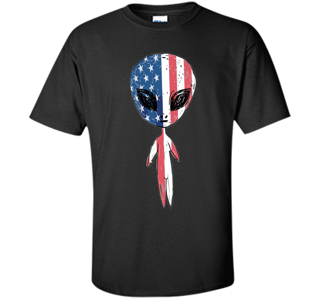 Alien With American Flag T-shirts For 4th Of July