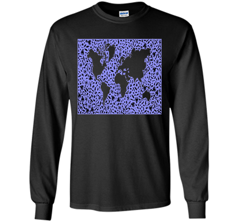 Marine Animals T-Shirt World Map Biology Sea Ocean Fish Tee