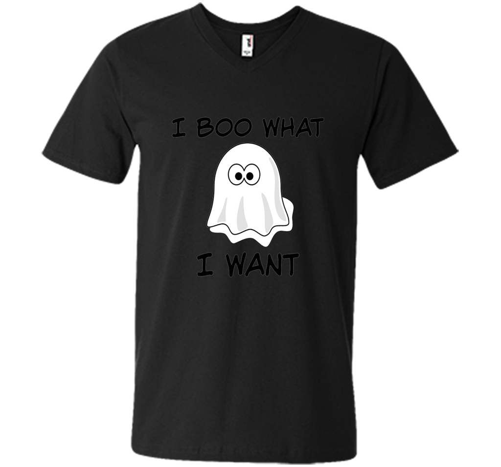 Funny Halloween T Shirt, I BOO What I want Mens Printed V-Neck T