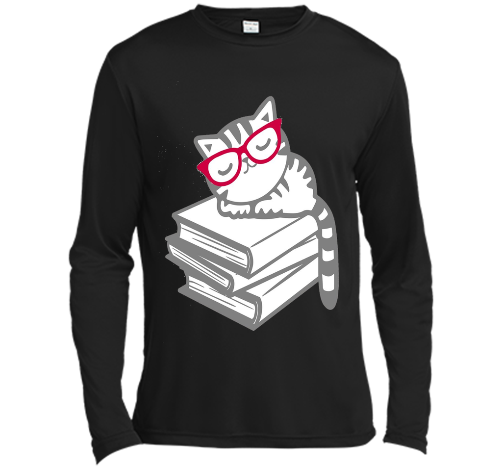 Cat Book Nerd Reader with Glasses Cute Geek Funny T-Shirt