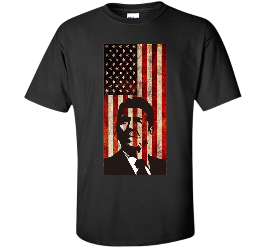 Ronald Reagan T-Shirt American Flag Patriotic Distressed Tee