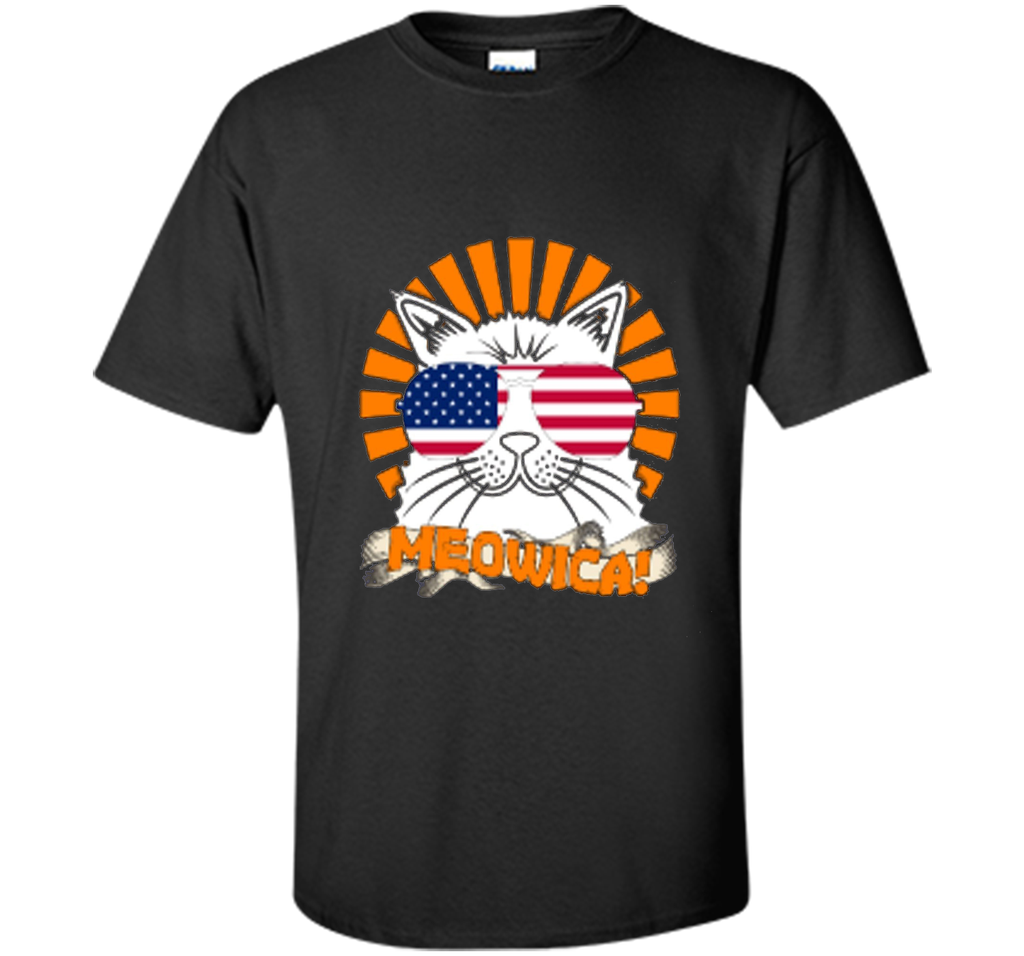 Cat 4th of July Meowica Shirt Funny Patriotic Cat Sunglasses
