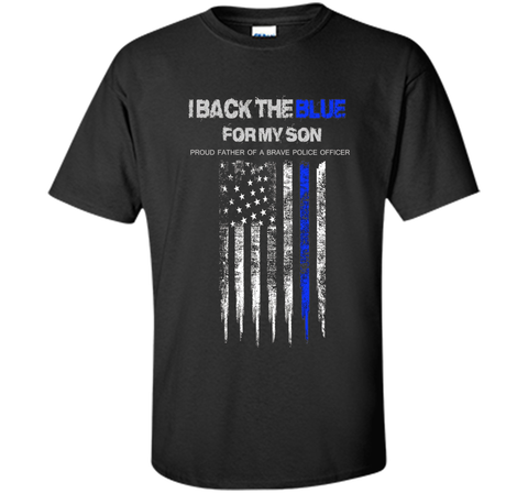 Men's I Back The Blue for My Son thin blue line police dad t-shirt