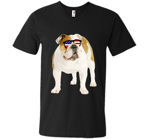 Patriotic Bulldog American Flag Sunglasses 4th of July Shirt