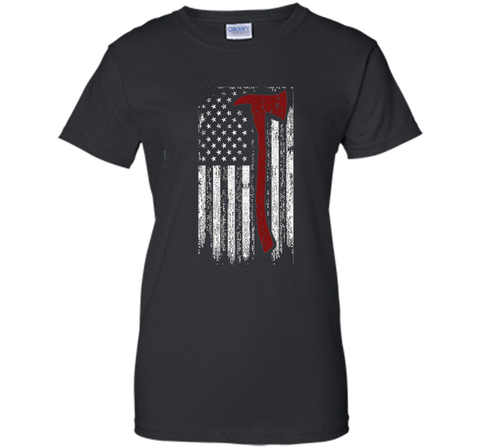 Distressed Firefighter Red Line USA Flag Graphic Shirt