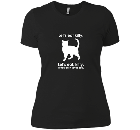 Let's Eat Kitty T-Shirt Funny Punctuation Cat Tee