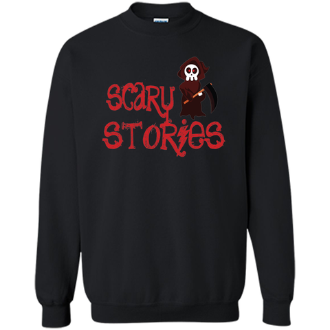 Death and scary stories halloween Printed Crewneck Pullover Sweatshirt 8 oz