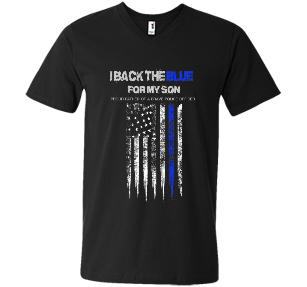 Men's I Back The Blue for My Son thin blue line police dad t-shirt