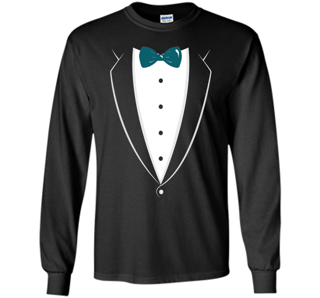 Black And White Tuxedo With Teal Bow tie Novelty T Shirt