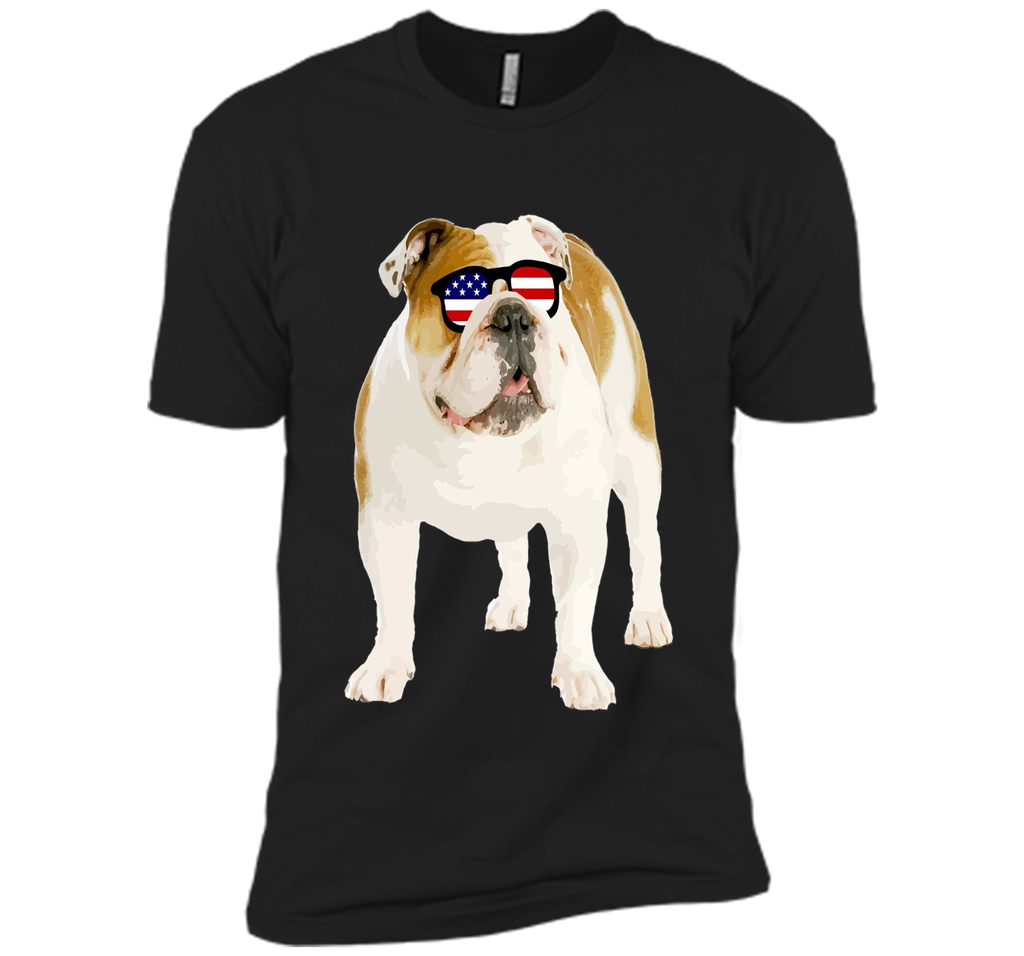 Patriotic Bulldog American Flag Sunglasses 4th of July Shirt