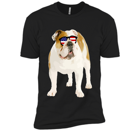 Patriotic Bulldog American Flag Sunglasses 4th of July Shirt