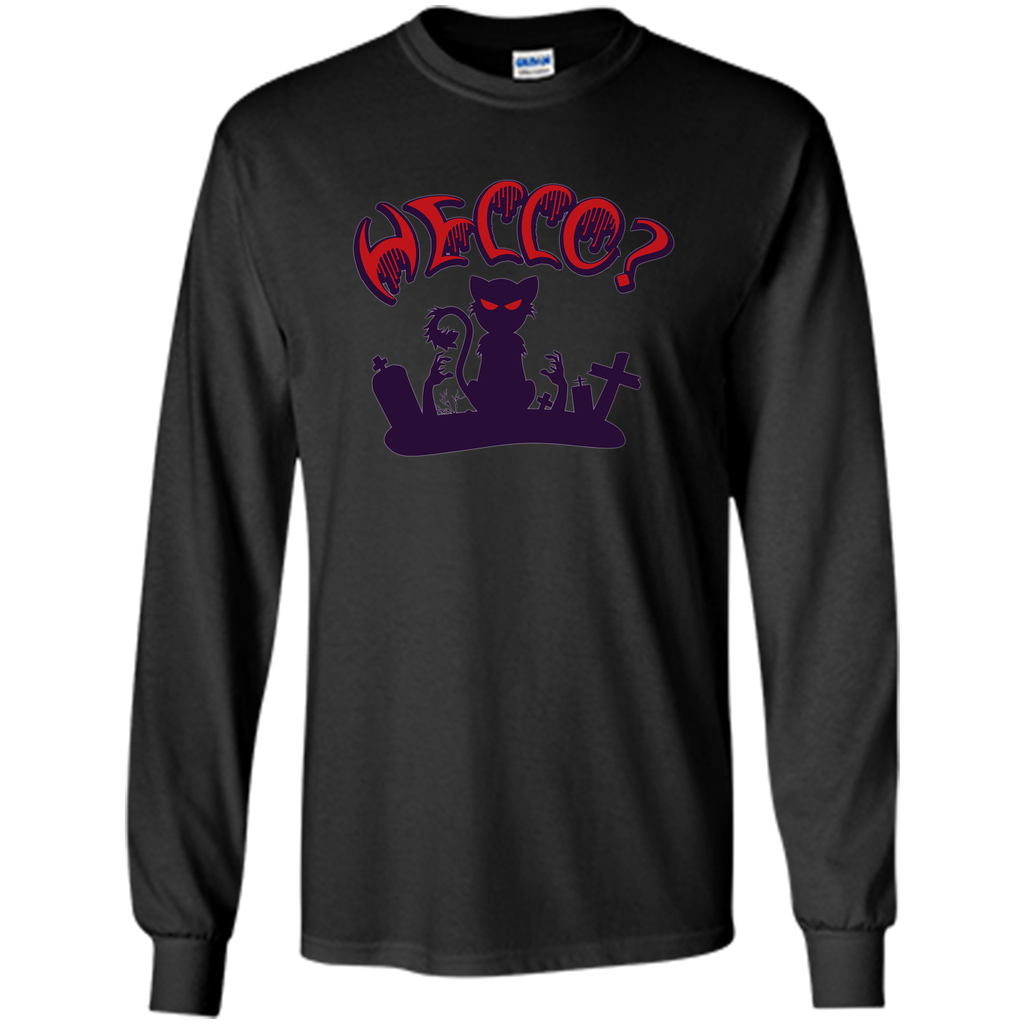 black cat say hello halloween LS Ultra Cotton Tshirt