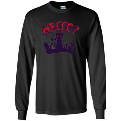 black cat say hello halloween LS Ultra Cotton Tshirt