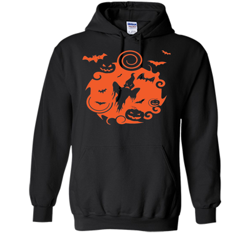 Abstract Halloween Pumpkins Bats Ghost Scene  Hoodie