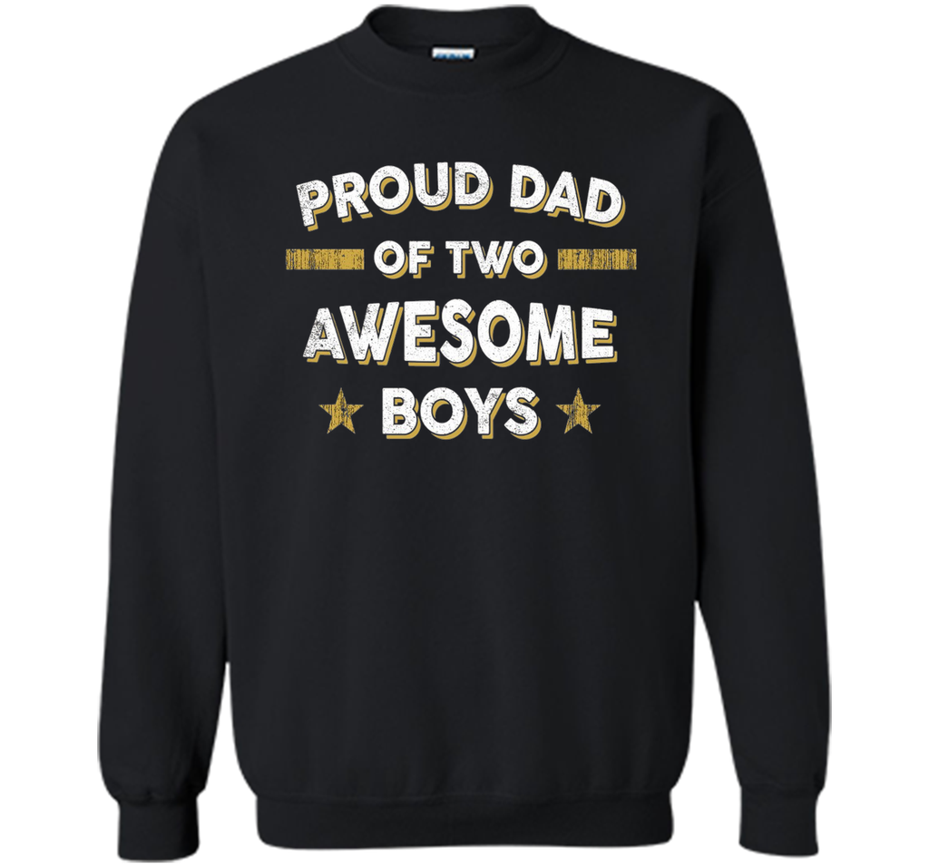 Men's Proud Dad of 2 Two Awesome Boys T Shirt (Father Papa Daddy)