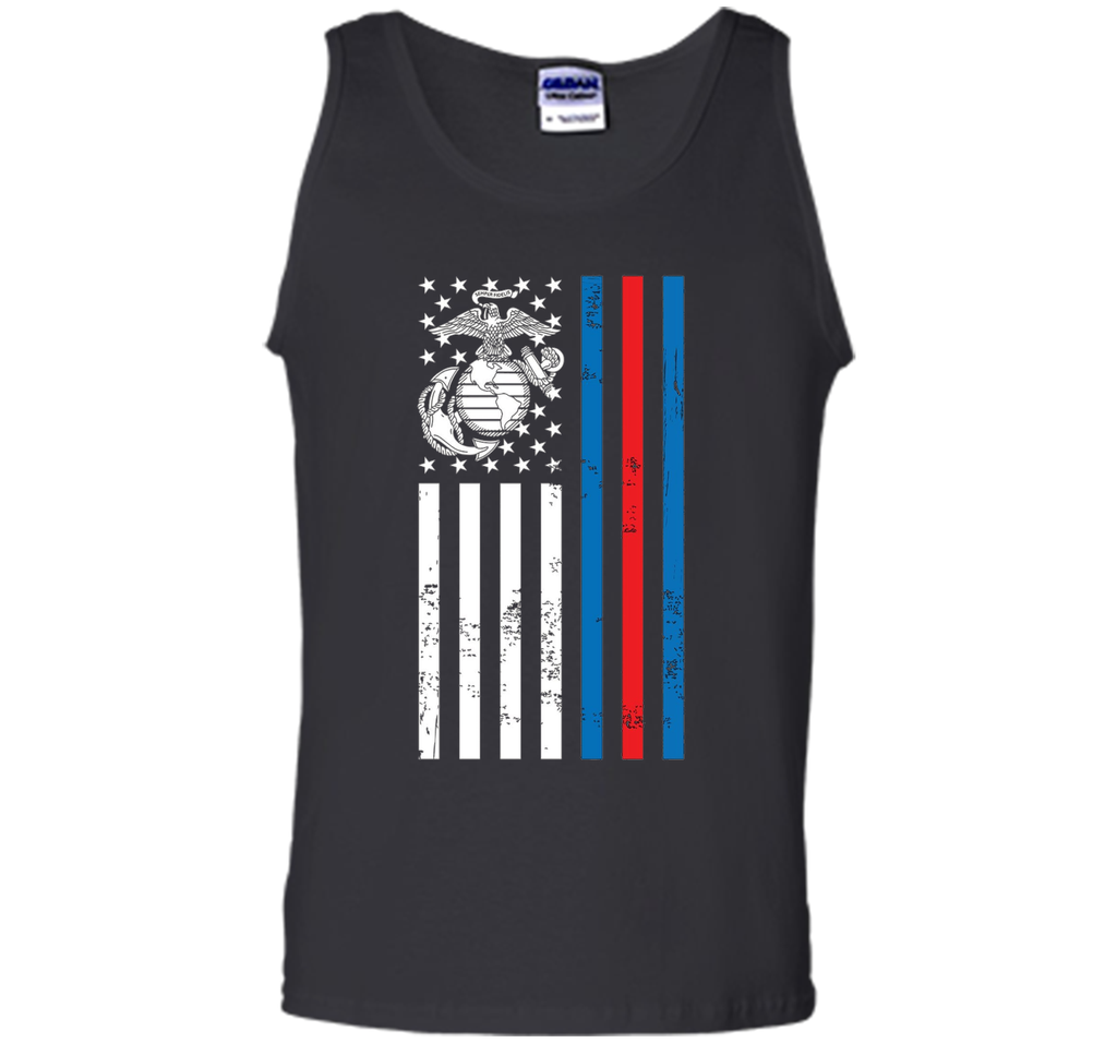 American Flag Blue Red Line Marine T-Shirt