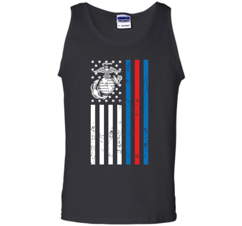 American Flag Blue Red Line Marine T-Shirt