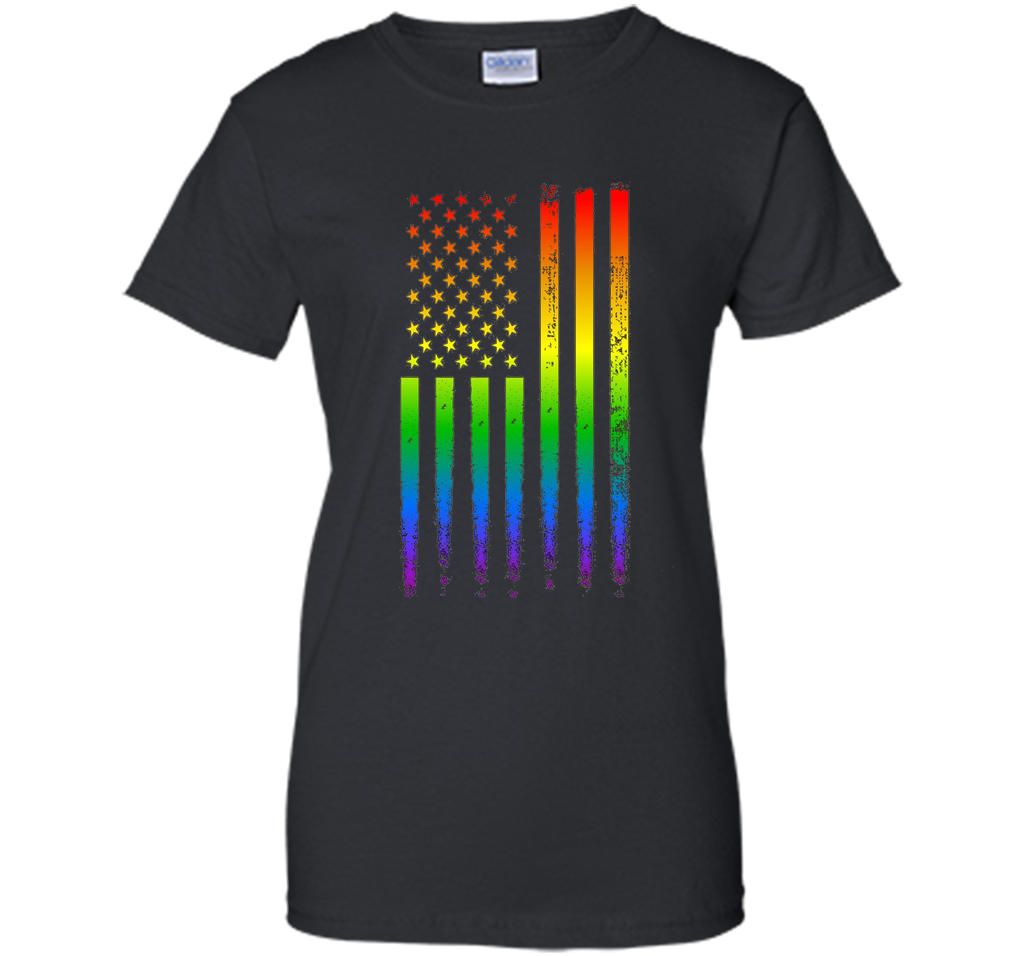 LGBT American Flag Pride Rainbow T Shirt Gay Lesbian Trans