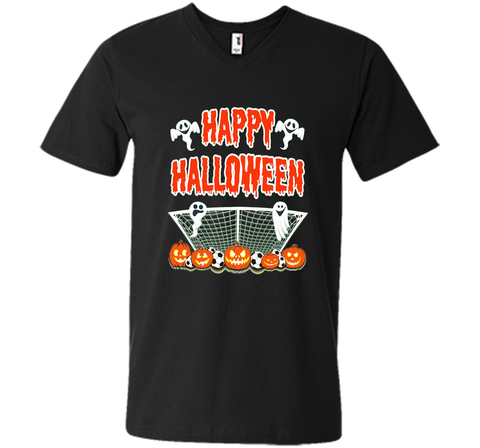Soccer Halloween Pumpkin Ghost T-Shirt Mens Printed V-Neck T