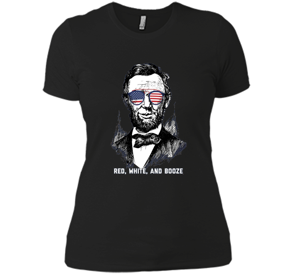 Red, White, and Booze - Lincoln Funny Independence Day Shirt