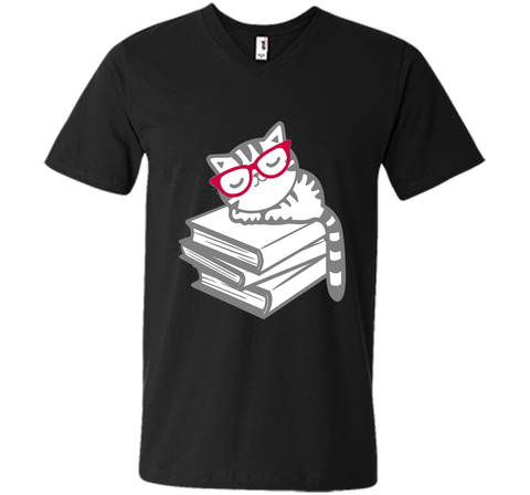 Cat Book Nerd Reader with Glasses Cute Geek Funny T-Shirt