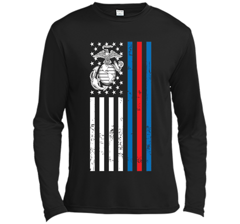 American Flag Blue Red Line Marine T-Shirt