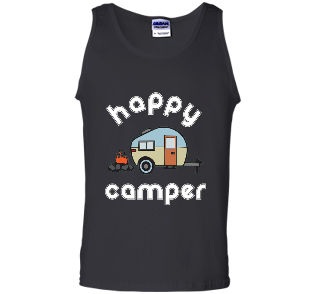 Happy Camper Camping T-shirt - Camper Trailer Fire Tee