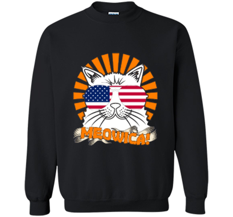 Cat 4th of July Meowica Shirt Funny Patriotic Cat Sunglasses