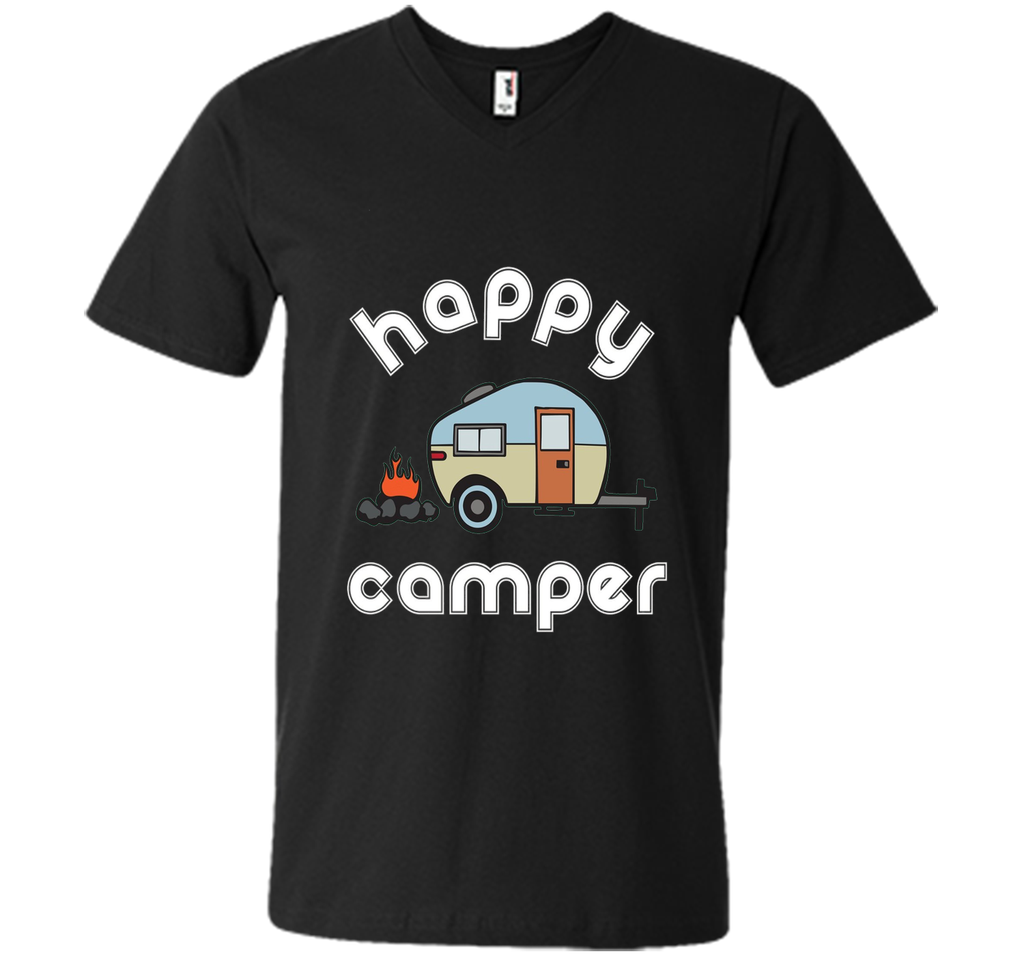 Happy Camper Camping T-shirt - Camper Trailer Fire Tee