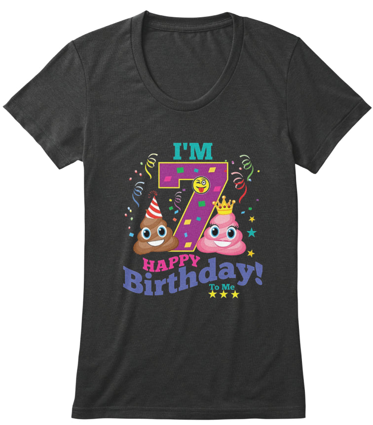 Poop Emoji Happy 7th Birthday Shirt