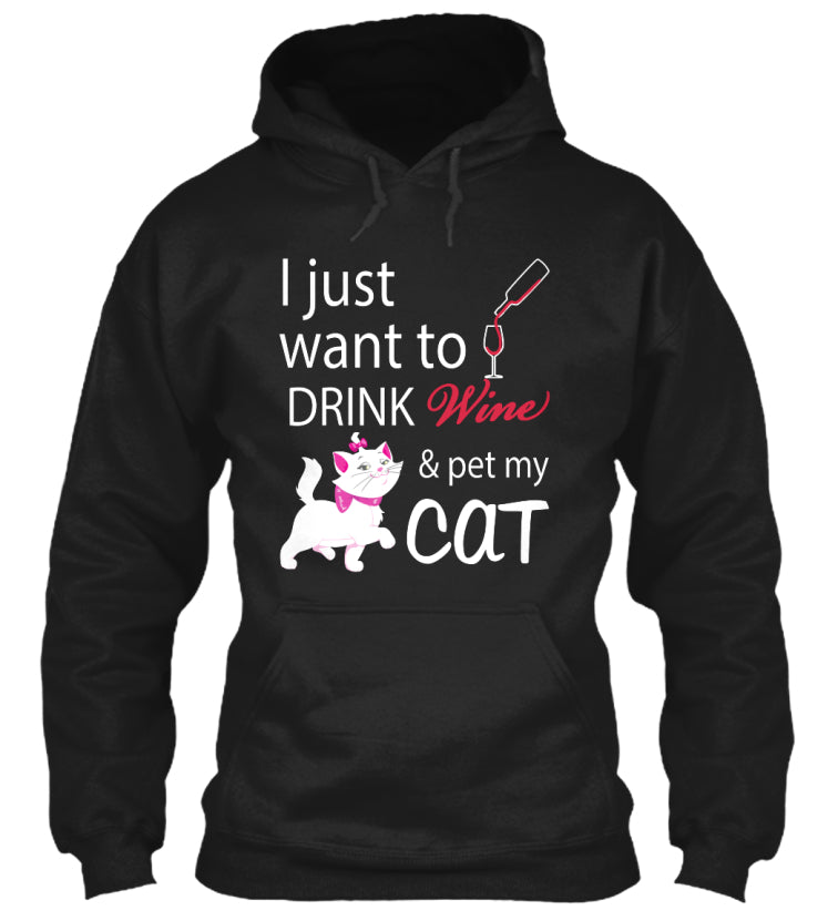 Cat T-Shirts- I Just want to Drink Wine