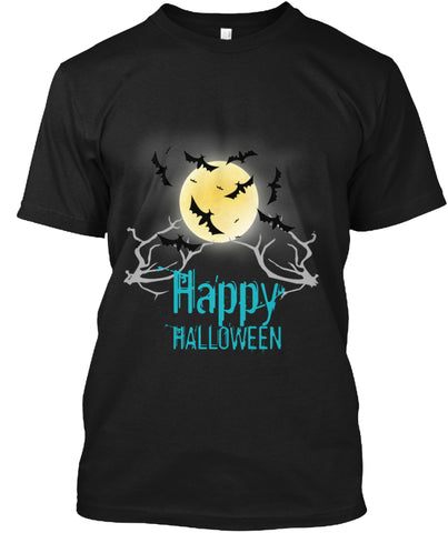 Limited Edition Halloween T Shirts _ Bats under moon light