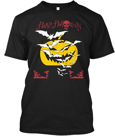 happy HALLOWEEN white bats _ halloween t shirt