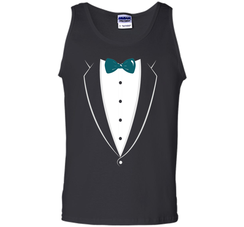 Black And White Tuxedo With Teal Bow tie Novelty T Shirt