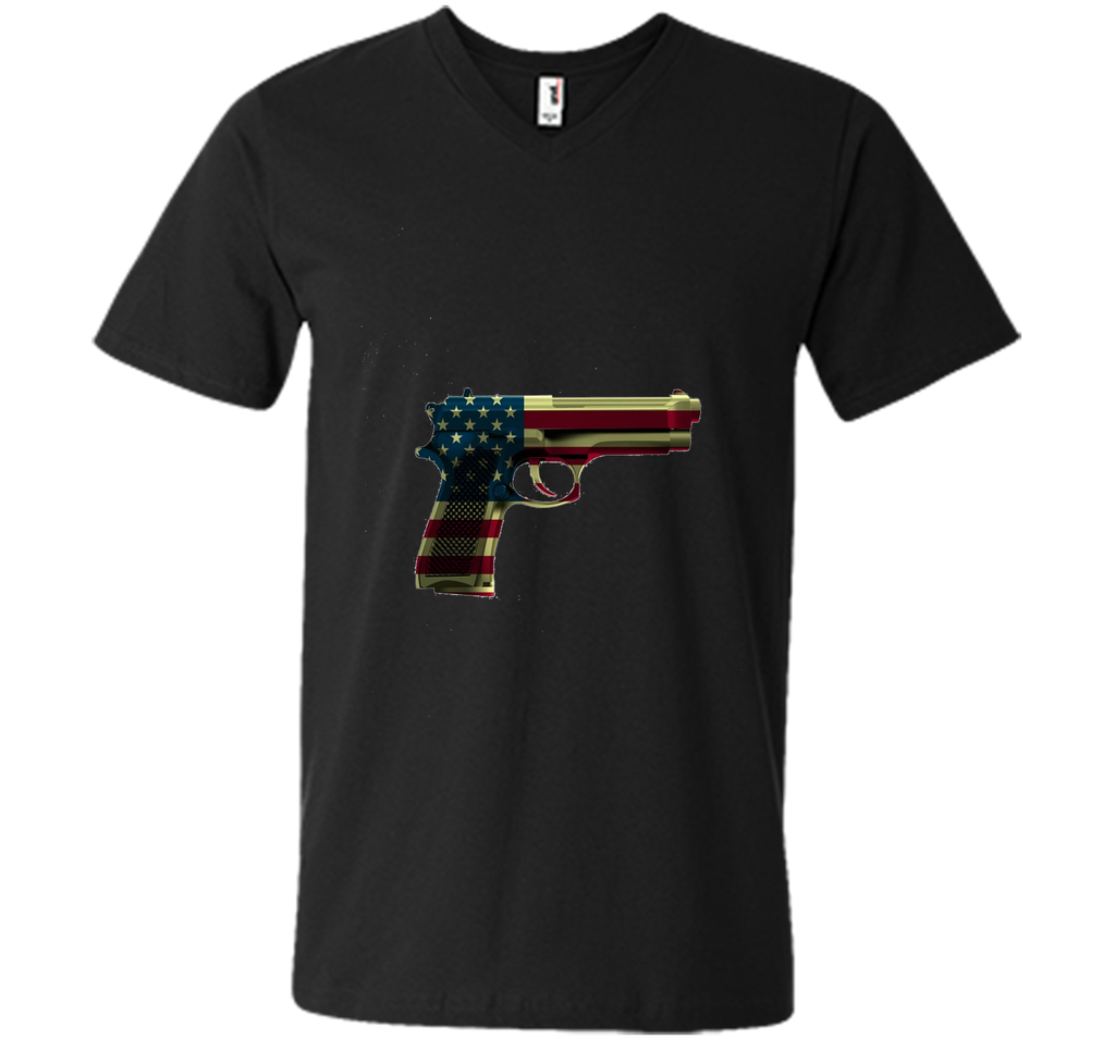 Red White And Blue Gun Flag  4TH Of July T-shirt