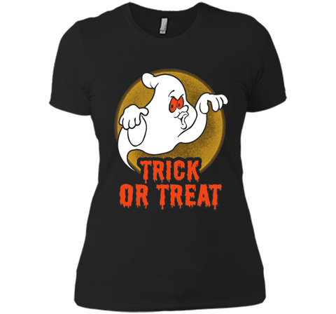 Funny Halloween Trick-or-Treat T-Shirt Ghost Tee cool shirt Next Level Ladies Boyfriend Tee