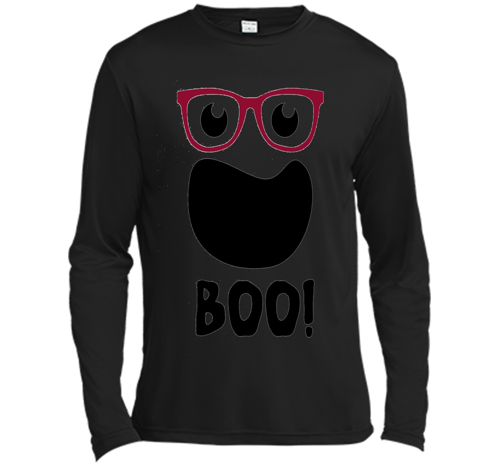Halloween Ghost with Hipster Glasses Long Sleeve Moisture Absorbing Shirt