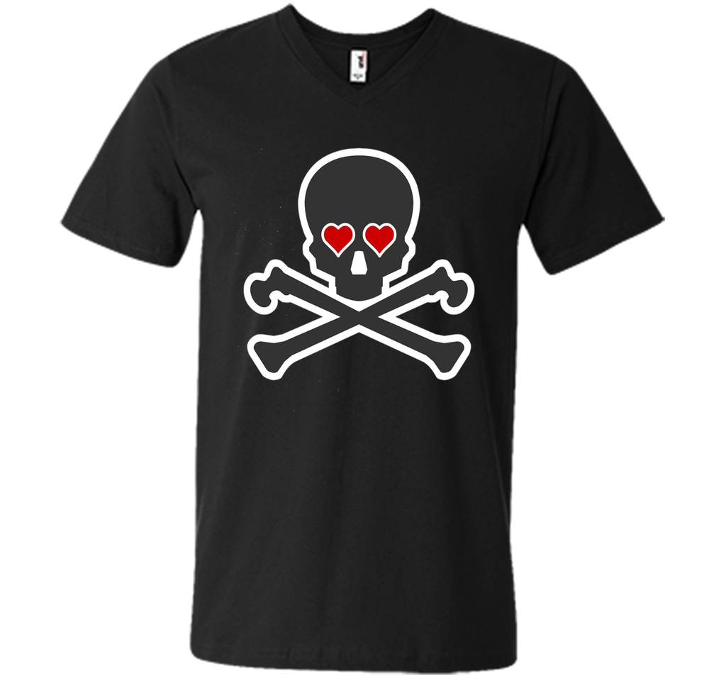Skull and Crossbones Heart Eyes Shirt Cool Pirate T-Shirt