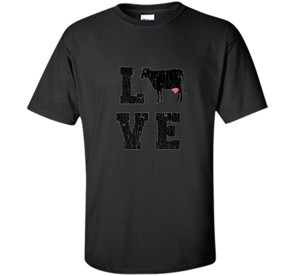 I Love Heart Cow Funny T-shirt vintage cattle Farmer Tee