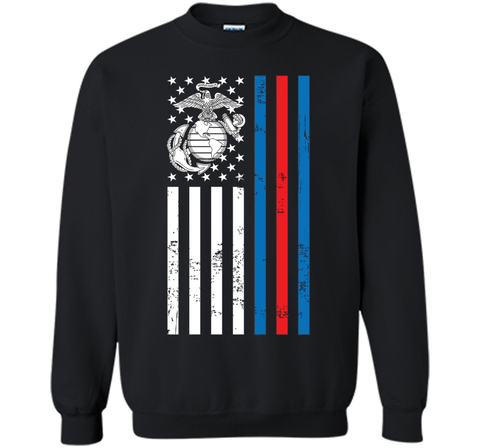 American Flag Blue Red Line Marine T-Shirt